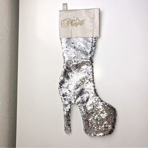 Christmas Stocking, Hight heel Silver sequin from Pleaser